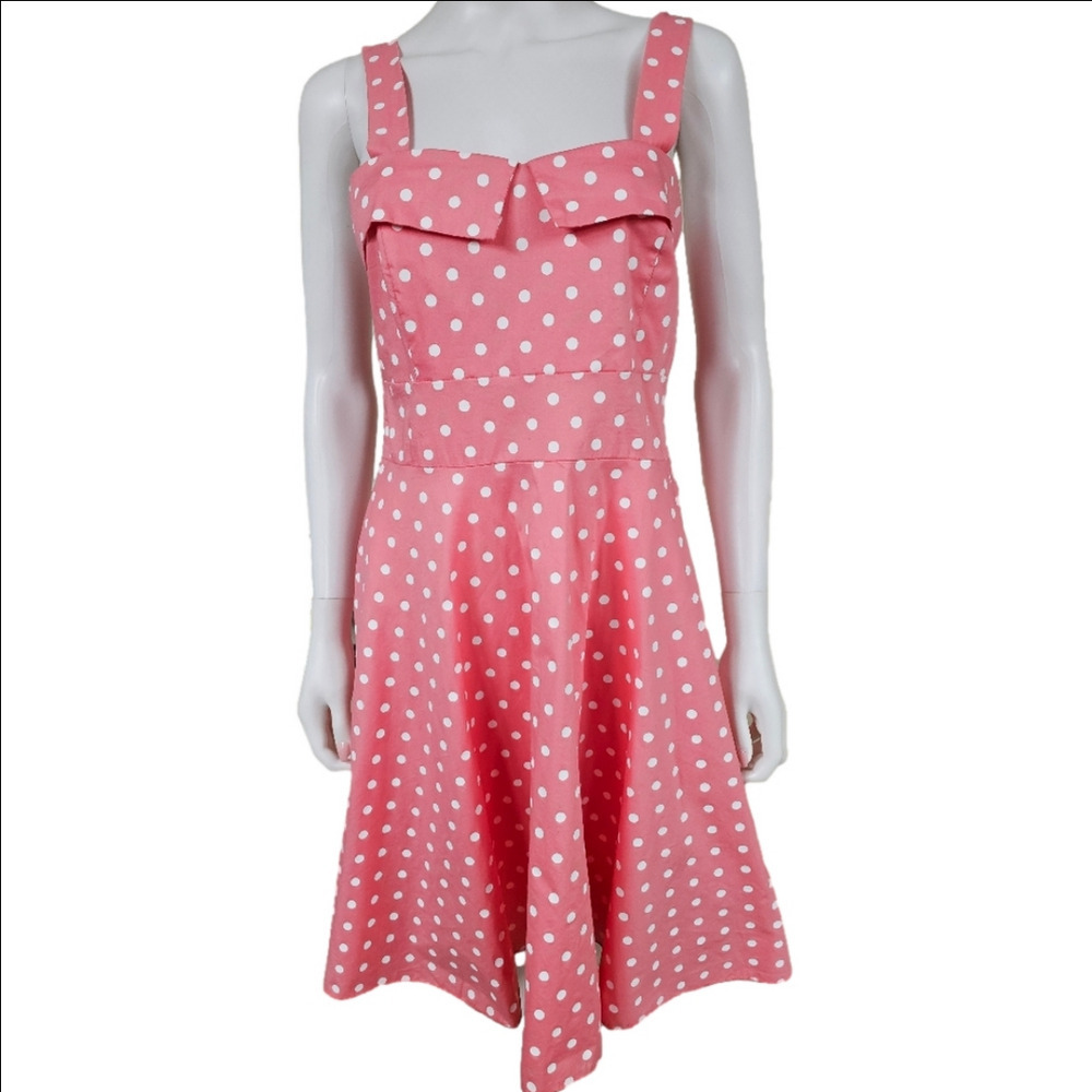 Sara Retro Rockabilly Polka Dot Fit And Flare Midi Dress Size L